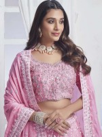 Pink Pure Chiffon Lehenga Choli